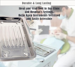 Plateau de rangement pour instruments dentaires chirurgicaux en acier inoxydable avec bords sans soudure et hauteur modérée - Product Image 6