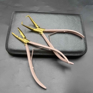 Premium Quality Stainless Steel Hair Extension Tools Kit <b>Set</b>-Peach Gold Plated Custom Logo Pliers <b>Razor</b> Scissor Wholesale - Product Image 3