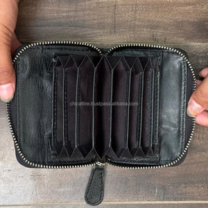 Tarjetero de piel de vaca de lujo de marca personalizada de fábrica, monedero de piel auténtica para mujer, carteras de piel auténtica con cremallera - Product Image 6