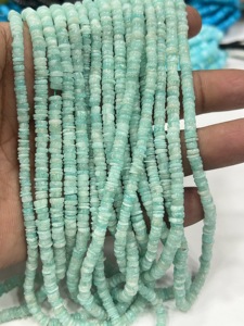 Cuentas de Piedras Preciosas de Alta Calidad para la Elaboración de Joyería, 17 Pulgadas, Amazonita Natural, Forma de Neumático Lisa, Tamaño 6-7 mm - Product Image 4