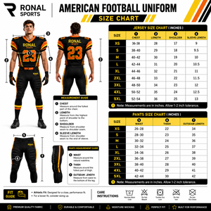 Uniforme de Fútbol Americano Ronal Sports para Hombre, Jersey Sublimado Acolchado de Manga Corta, Negro, Naranja, Amarillo, Equipo 23 - Product Image 6