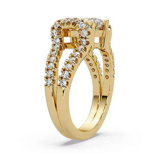 Magnificent Halo Engagement <b>Rings</b> 14K Pure Gold <b>Emerald</b> Cut Lab Grown Diamond IGI Certified Split Shank Bridal Wedding <b>Rings</b> - Product Image 3