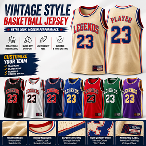 Maillot de basket rétro personnalisé, nom et numéro de l'équipe, chemise de jeu sans manches - Product Image 3