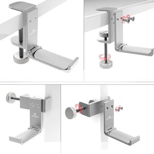 <b>Foldable</b> Aluminum Headphone Stand Hook Universal <b>Desk</b> Clamp Mount for Gaming Headphones Space-Friendly Headset Holder Accessory - Product Image 5