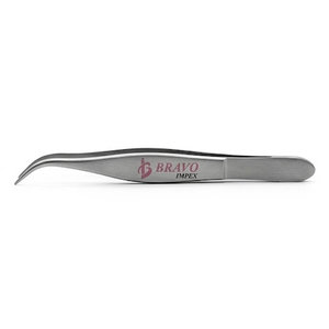 Pinces à cils personnalisées, finition mate, acier inoxydable, antidérapantes, couleur noire, outil professionnel pour les cils - Product Image 1
