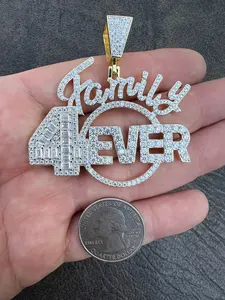 จี้สร้อยคอทรงกลมเจียระไนแบบบริลเลียนท์สำหรับผู้หญิง สไตล์ฮิปฮอป ประดับเพชรโมอิสซาไนต์ เงินแท้ 925 / ทองคำ  รุ่น Family Forever 4EVER  แบบลำลอง/สปอร์ต - Product Image 6