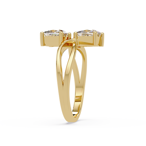 Anillos de Lujo de Oro Amarillo de 14K con Dos Diamantes Cultivados en Laboratorio de Corte Princesa de 1.40 Quilates TW para Mujer, Joyería Fina Personalizada, Anillos Cruzados - Product Image 3