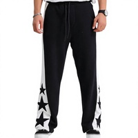 Pantalon de survêtement homme tendance hiver style hip-hop ample avec patchs personnalisés effet usé, coupe évasée, taille élastique 100% coton