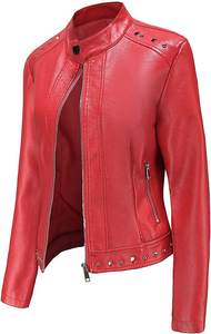 Women's Zipper PU Leather <b>Jackets</b> Short Outdoor Waterproof Casual <b>Jackets</b> - Product Image 3