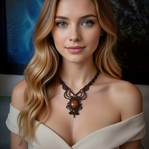 Collier pendentif boule en bambou macramé scintillant, design classique, bijoux de guérison pour le bouddhisme, Jaipur - Product Image 1