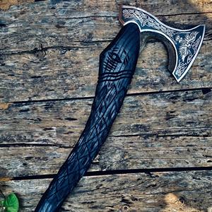 Cabeza de Hacha Vikinga SCL, Diseño Auténtico de Tomahawk, Hecha a Mano, Acero al Carbono, Mango de Madera de Palisandro, para Reenactaciones Históricas - Product Image 1