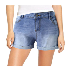 Shorts de mezclilla de cintura alta para mujer, desgastados, con dobladillo deshilachado, casuales de verano, de algodón, con patrón liso y efecto lavado - Product Image 4