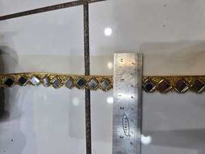 Bordure décorative en maille de strass diamantés avec perles miroir dorées, écologique, thermocollante et à coudre, à dos plat, pour vêtements et artisanat - Product Image 3