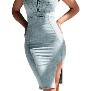 Pantalons en jean déchirés à col en U et robes en jean décontractées pour femmes, collection été 2026 – Prix de gros, best-sellers à prix abordable - Product Image 1