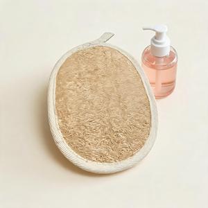 Natural Loofah Body Scrubber Bath Sponge Oval Exfoliating Wash Pad Soap Holder for Shower - Product Image 5