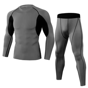 <b>Mens</b> <b>Compression</b> Wear Long Sleeve <b>Compression</b> <b>Shirt</b> with <b>Compression</b> Leggings High Performance Fitness Training Activewear - Product Image 1