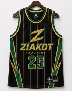 Maillot de basket-ball authentique Ziakot Industry personnalisé noir-ancien or, style rétro, vente en gros directe - Product Image 5