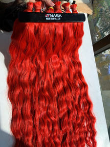 Prix de gros 32 pouces Extensions de cheveux crus vietnamiens Double noyer 100g en rouge vif-en vrac - Product Image 5