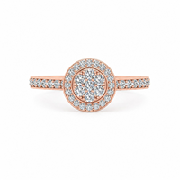 Bague de mariage pour femme avec diamant rond véritable de 0,75 carat |   Bague de fiançailles halo en or rose 14 carats, bijoux de mariage de luxe haut de gamme, cadeau