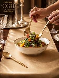 Wholesale Supply Classic Design Brass Kitchen Utensil Set <b>Gold</b> Plated <b>Mirror</b> <b>Long</b> Handle Eco-Friendly Durable Wedding Catering - Product Image 6
