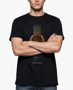 ONETEN APPAREL T-shirt noir à manches courtes et col rond pour homme avec imprimé trou de son de guitare - Product Image 6