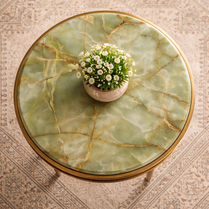 Cubierta de Mesa Redonda de Mármol Verde Ónix Natural, Cubierta de Mesa de Centro de Lujo Hecha a Mano para Decoración de Sala de Estar - Product Image 2