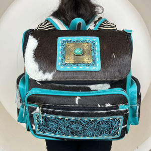 Bolsa de pañales de viaje multifuncional de cuero de vaca con herramientas manuales de moda de calidad superior, mochila y neceser para mujer - Product Image 5