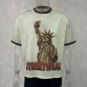 Camiseta Personalizada 100% Algodón con Estampado DTG, Corte Holgado y Extra Grande, Estilo Vintage Desgastado con Acabado Ácido y Bajo sin Rematar para Hombre - Product Image 1