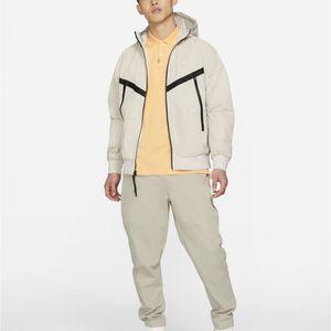 Veste coupe-vent blanche pour homme avec capuche, col montant, design sportif à blocs de couleur, demi-zip, légère, pour l'hiver - Product Image 3