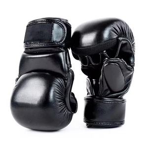 ถุงมือฝึกซ้อมมวย MMA หนัง PU สีดำ แบบเปิดนิ้ว พร้อมสายรัดข้อมือแบบพันรอบ ระบายอากาศได้ดี สำหรับฝึกซ้อมต่อสู้ (คู่) - Product Image 4