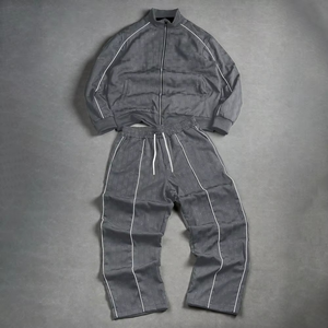 Unisex Winter Eco-Friendly Solid <b>Tech</b> Tracksuits Acid <b>Wash</b> Printed Streetwear Zipper Fly Windbreaker Set Lightweight Activewear - Product Image 4