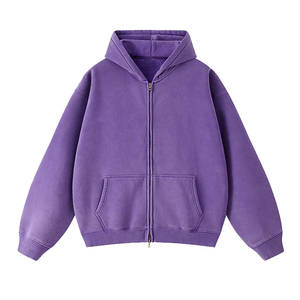 Sweat-shirt unisexe à capuche zippé surdimensionné vert uni 100% coton molletonné, vêtement d'hiver décontracté avec poche kangourou, respirant et à séchage rapide - Product Image 5