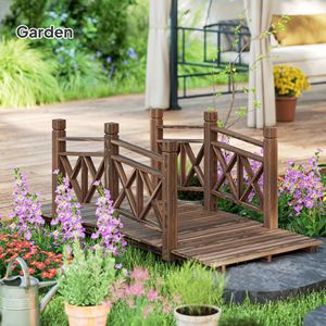 Ponte da Giardino in Legno ad Arco da 1,44 m, Ponte Decorativo per Laghetto, per Paesaggistica e Terrazze - Product Image 3