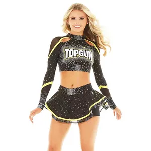 ชุดเชียร์ลีดเดอร์แบบสั่งทำ OEM สำหรับเด็กผู้หญิง  แบบซับลิเมชั่น ประดับด้วยคริสตัลวิบวับ  ชุดสำหรับเชียร์กีฬา - Product Image 1