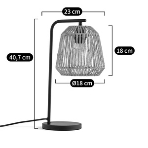 Harbor Weave Metal Table Lamp with Handwoven <b>Rope</b> Shade Sturdy Iron Frame Warm Ambient <b>Lighting</b> Decorative Accent - Product Image 5