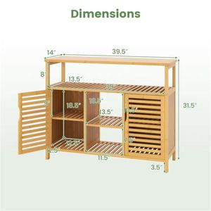 Mobile da Bagno in Bambù Naturale Estetico con 2 Spazi Chiusi, 1 Ripiano Aperto, Distanza Interna tra i Ripiani di 9 Pollici - Product Image 2
