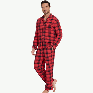 Men Sleepwear Knitted Print Pajama Pants Custom Organic Bamboo Long Sleeve Home Lounge Wear Sleepwear - Product Image 5