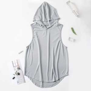 Débardeur à capuche sans manches pour homme, couleur unie, séchage rapide, sportif, gris, noir, blanc, personnalisable OEM/ODM - Product Image 6