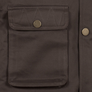 Gilet sans manches en toile marron foncé pour hommes, avec col rabattu et plusieurs poches, vêtements d'extérieur décontractés pour l'automne, coupe régulière - Product Image 5