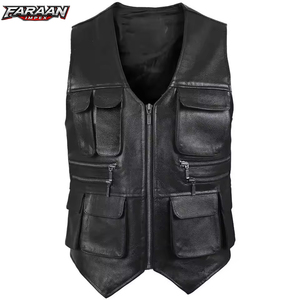 Motorbike PU Leather Vest Men's Stylish Casual Winter Outerwear High Quality Breathable Waterproof Sportswear - Product Image 1
