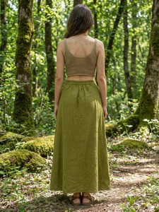 Falda Maxi Bohemia para Mujer, Verde Oliva, Algodón, Ropa de Festival, Estampado Tribal, Estilo Fairycore, Hippie, Larga, para Regalo - Product Image 2