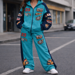 Conjunto Deportivo Unisex Inspirado en Motociclistas, Transpirable, con Sudadera con Capucha, Camiseta y Pantalones Deportivos, Estilo Urbano - Product Image 2