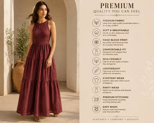 Robe longue de soirée en coton tissé de couleur rouge vin, style bohème, avec bretelles spaghetti, silhouette robe de bal, pour femme, qualité OEM supérieure - Product Image 3