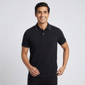 Polo en coton avec col côtelé, doux, confortable, décontracté, manches courtes, vêtements pour hommes de qualité supérieure - Product Image 1