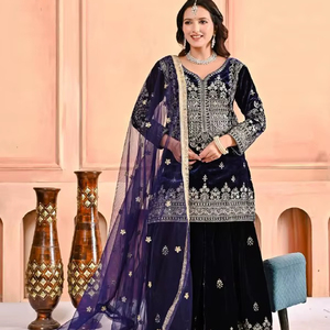 Nueva Kurta de Terciopelo Viscoso para Mujer, Diseño Elegante, Bordado Intenso, Secado Rápido, para Todas las Temporadas, Ideal para Ocasiones Especiales y Fiestas - Product Image 1