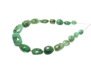 Perles de pépites lisses d'émeraude naturelle perles de pierres précieuses en forme de culbutage taille 8x9.5 to13x20.5mm longueur est 10 ''pouces {1 brin} - Product Image 2