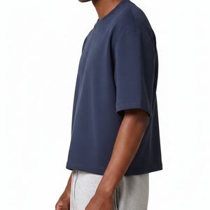 OEM Boxy Cropped Length <b>Box</b> Fit Men Oversized T-Shirt Custom Logo Blank Heavyweight 200 GSM <b>Drop</b> Shoulder Essentials T Shirts - Product Image 6