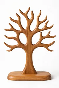 Soporte de Madera para Joyas con Forma de Hoja, Organizador para Collares y Pendientes, Decoración para Bodas, Diwali, Estilo Art Deco, Decoración para el Hogar - Product Image 3