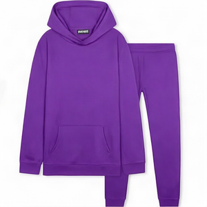 Conjunto de Sudadera con Capucha y Pantalones Negros Unisex FuturesKing Intl, Chándal Informal de Algodón de Color Sólido, Estilo Coreano 2 en 1 con Bolsillos Laterales y Cintura Elástica - Product Image 3