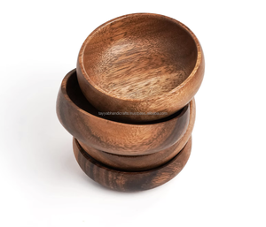 Cuenco de madera de Acacia hecho a mano tallado personalizado diseño moderno utensilios de cocina mezcla vajilla cristal Ramen fiestas de cocina - Product Image 6